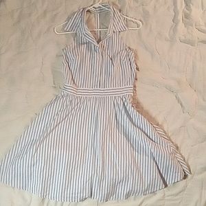 Bailey blue blue and white stripped vintage pin up style dress, size medium